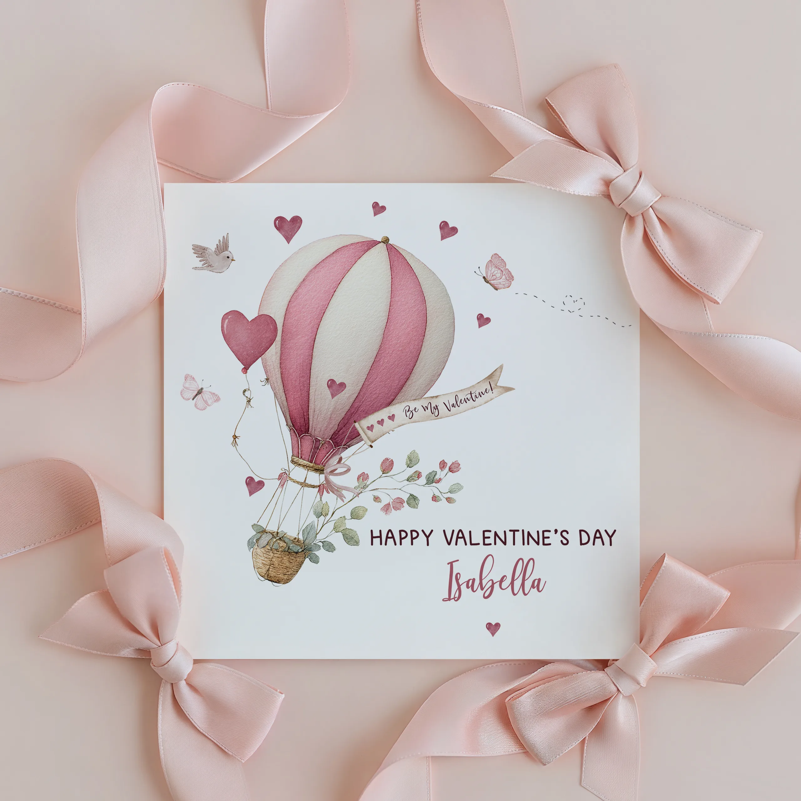 Personalised Hot Air Balloon Valentine's Card