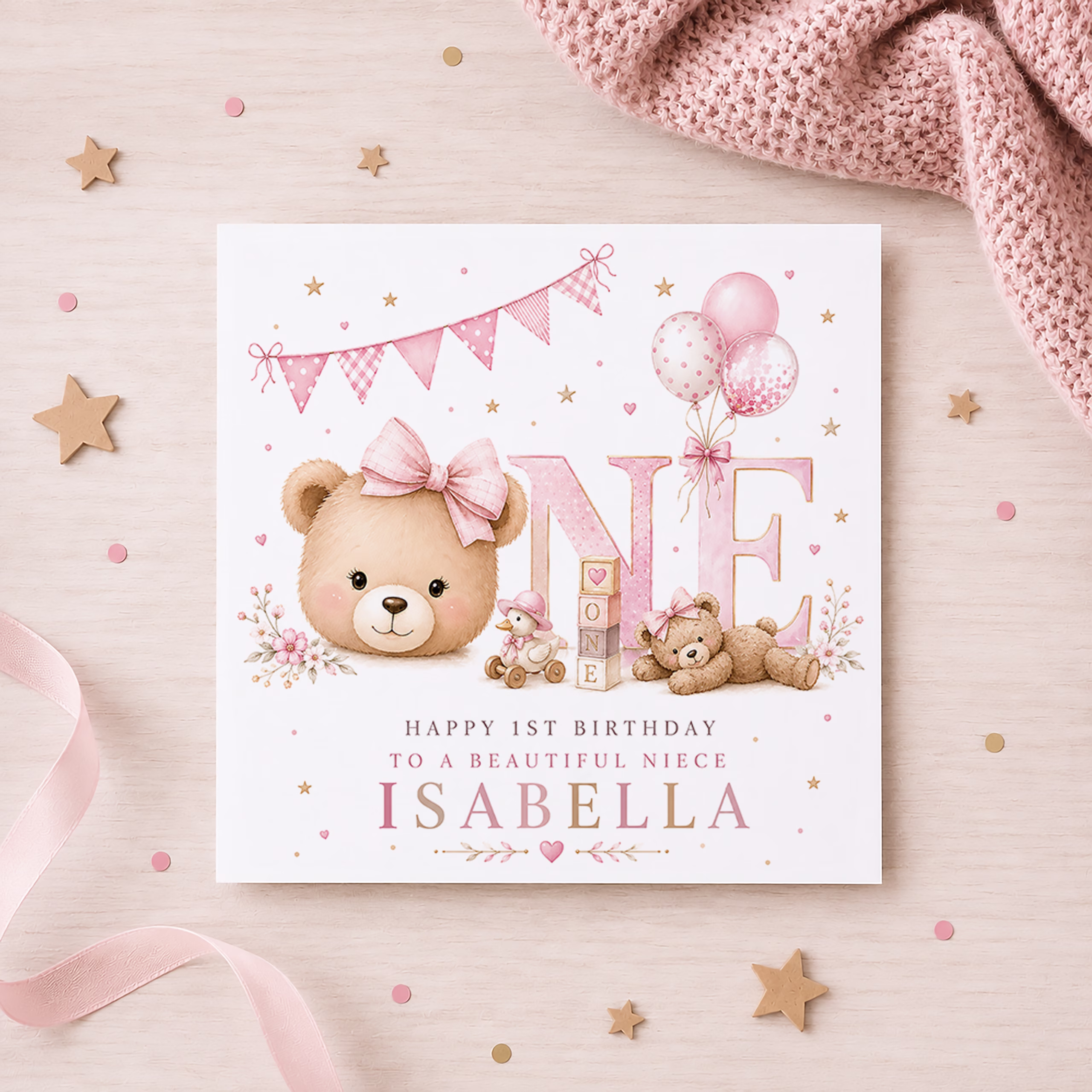 first-birthday-card-girl-pink-teddy-bear