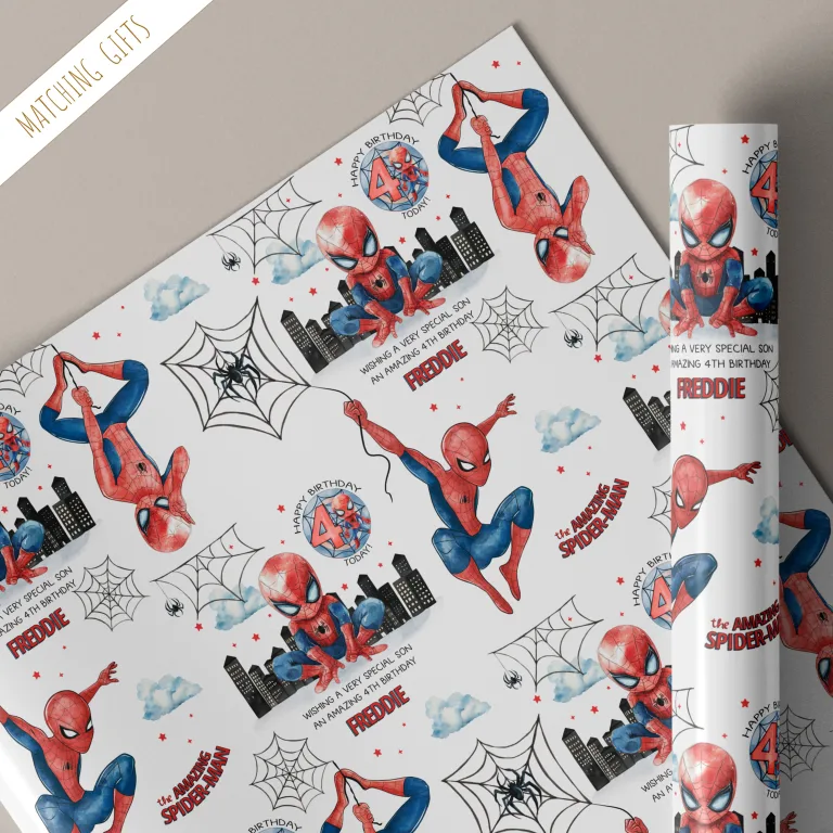 Personalised Spider-Man Birthday Gift Wrapping Paper