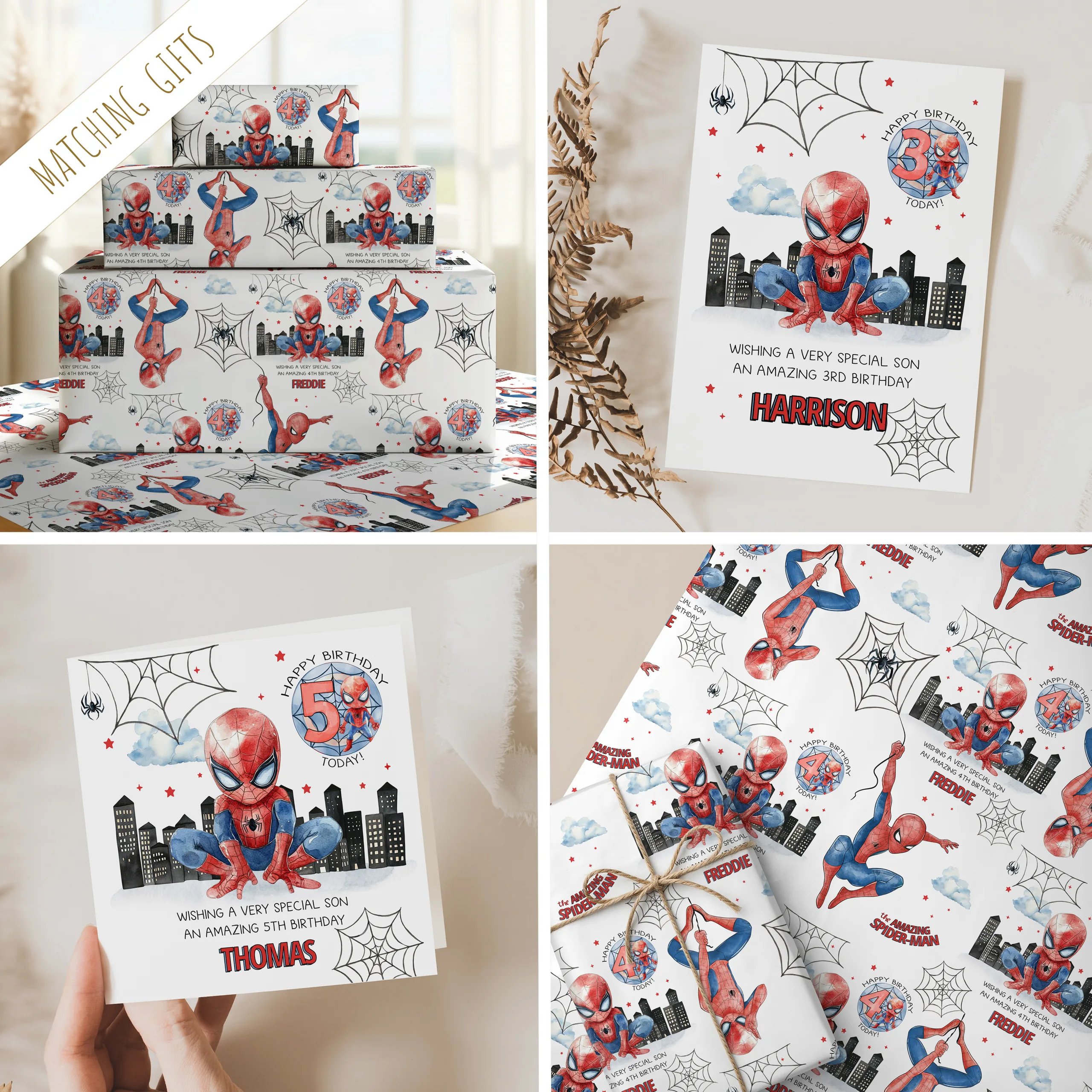 Personalised Spider Man Birthday Gift Wrapping Paper