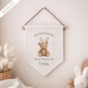 Personalised Easter Bunny Stop Here Wall Sign