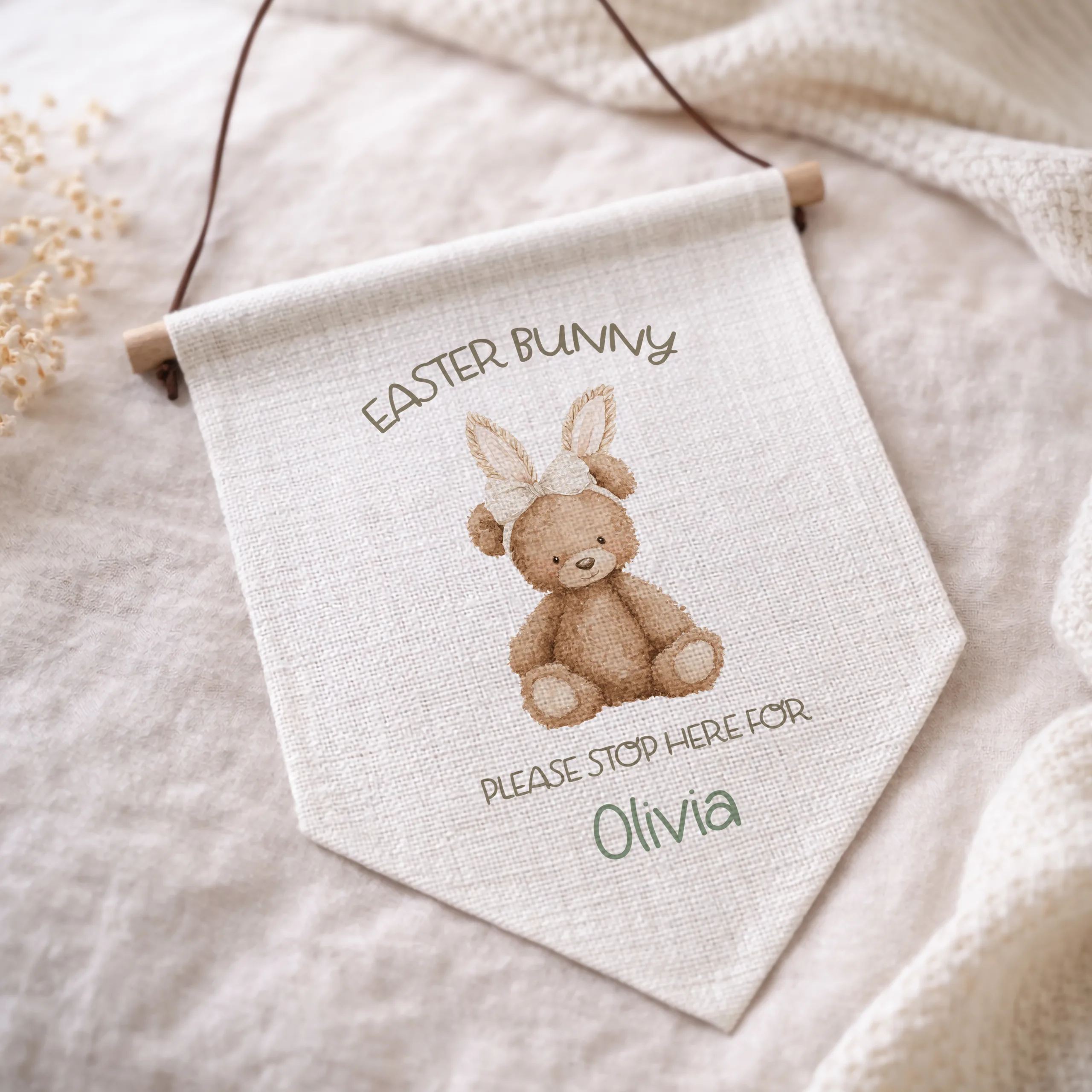 Personalised Easter Bunny Stop Here Wall Sign