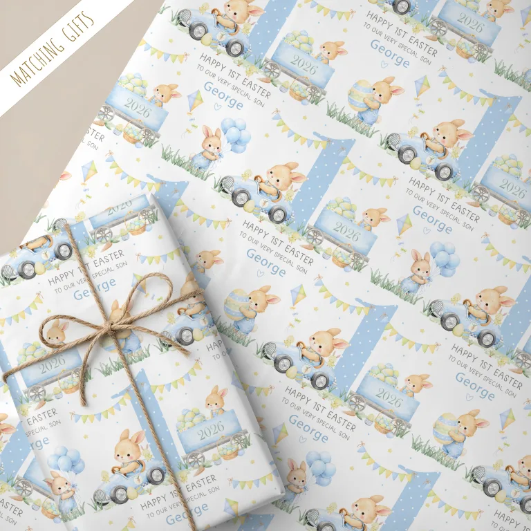 Baby Boys 1st Easter Gift Wrapping Paper – Personalised Easter Gift Wrap