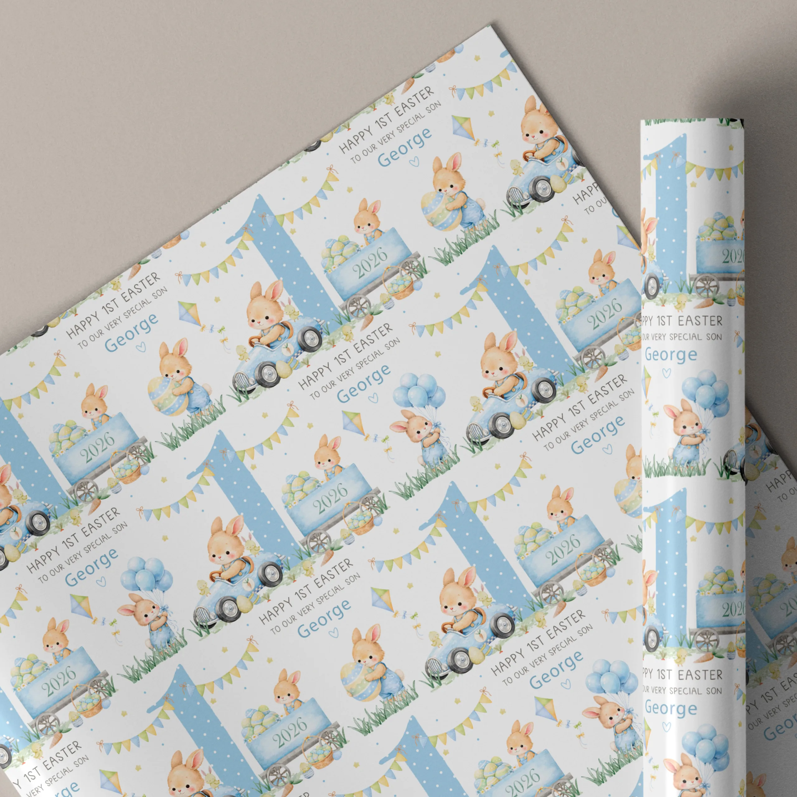Boys Personalised 1st Easter Gift Wrapping Paper