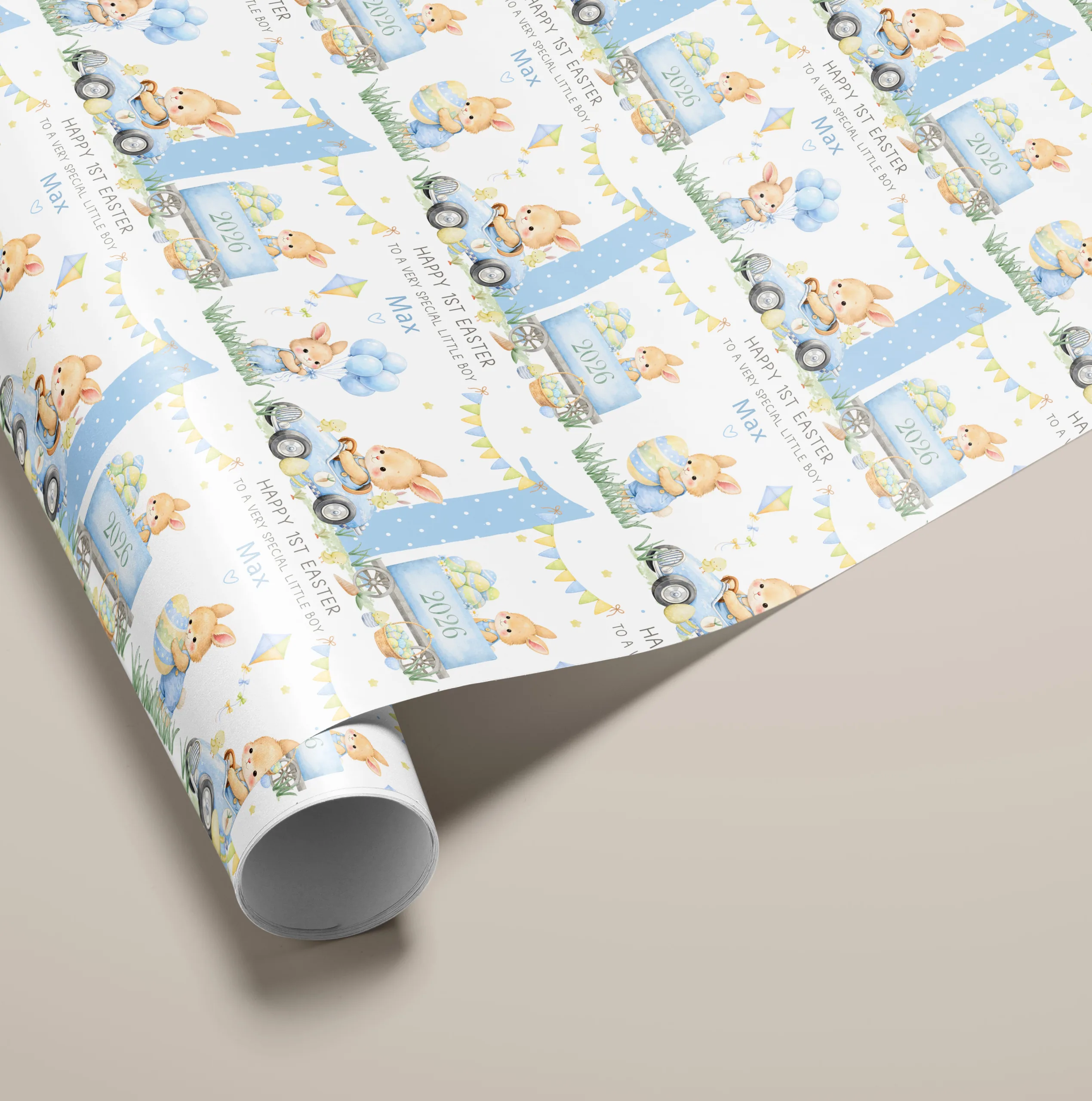 Boys Personalised 1st Easter Gift Wrapping Paper