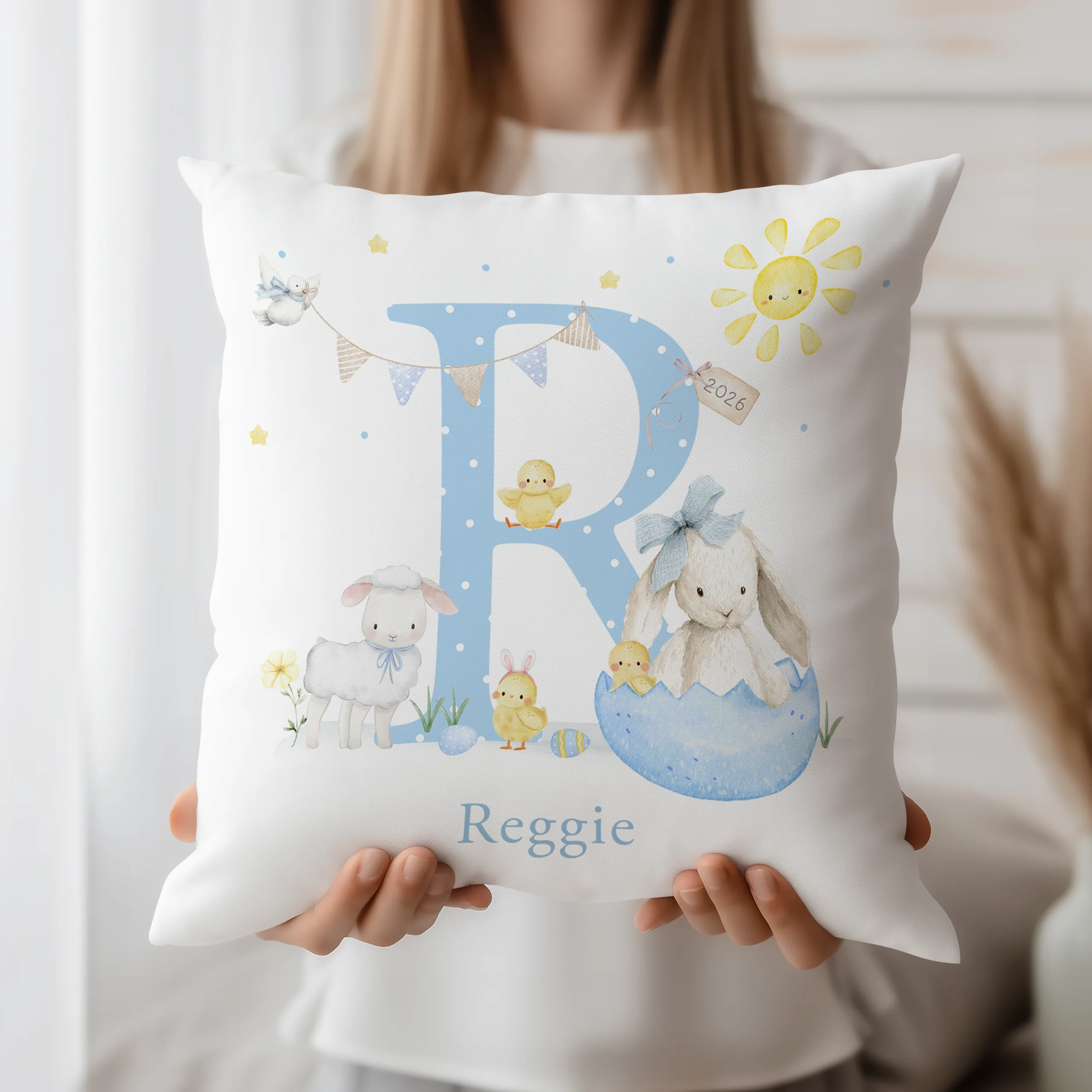Childrens Personalised Easter Cushion