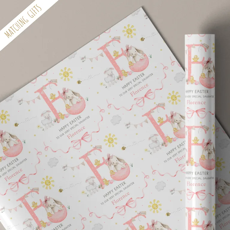 Girls Personalised Easter Gift Wrapping Paper – Custom Easter Gift Wrap