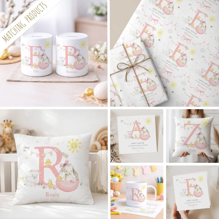 Girls Personalised Easter Gift Wrapping Paper – Custom Easter Gift Wrap