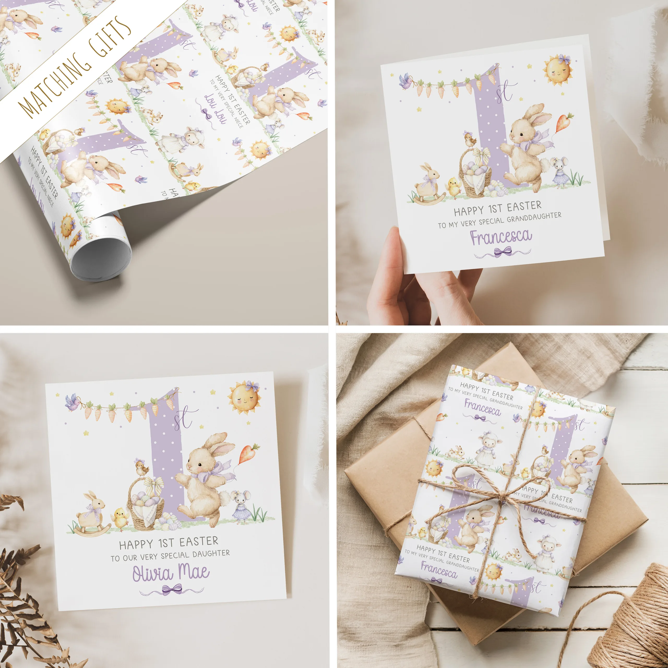 Personalised Girls 1st Easter Gift Wrapping Paper
