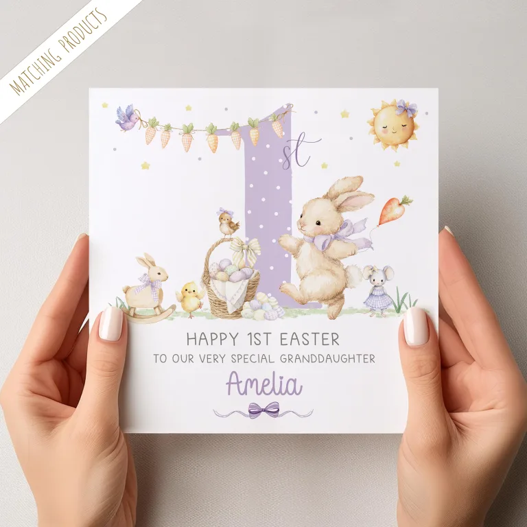 Baby Girls 1st Easter Card – Personalise it!