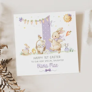 Personalised Girls 1st Easter Card
