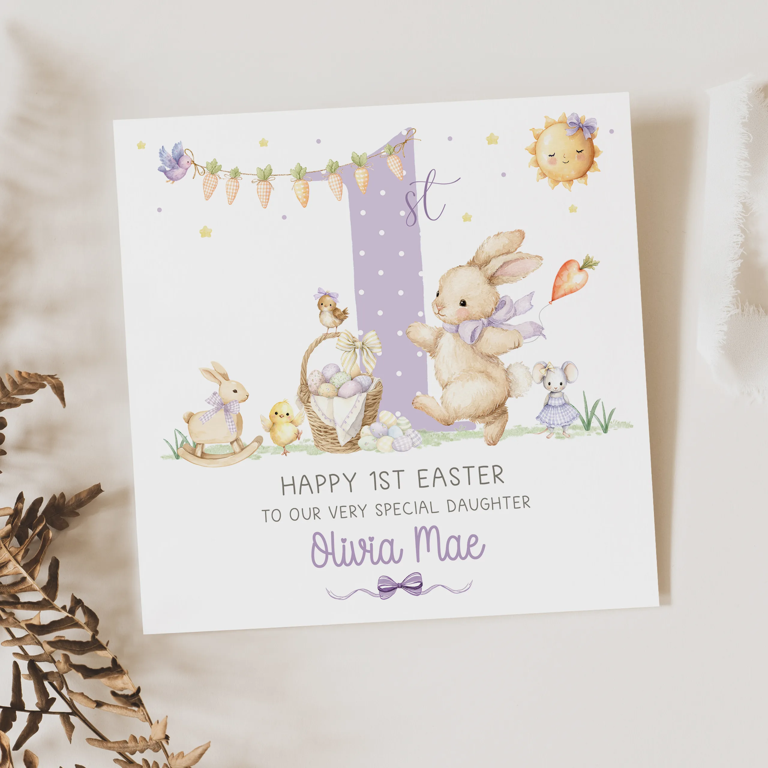 Personalised Girls 1st Easter Card