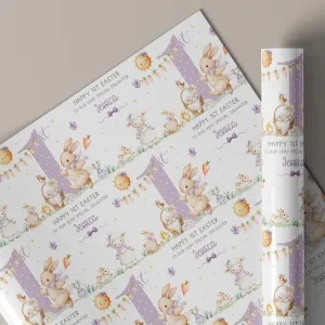 Personalised Girls 1st Easter Gift Wrapping Paper