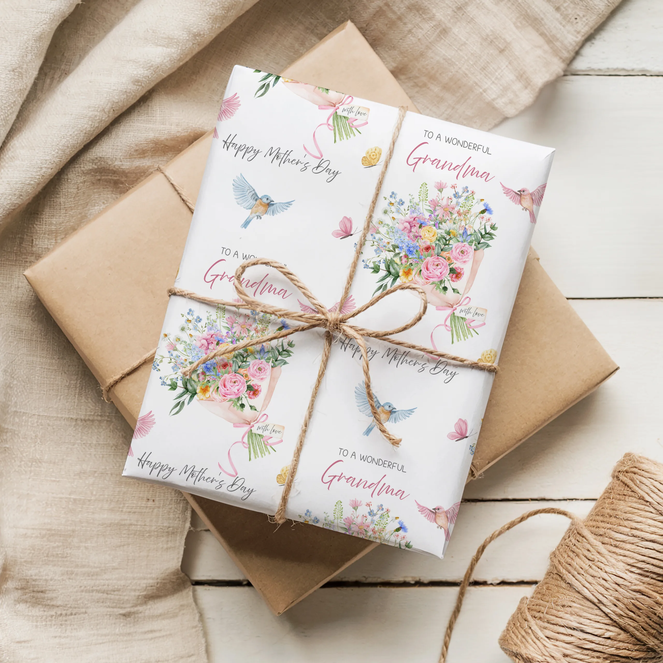 Personalised Flower Mother's Day Gift Wrapping Paper