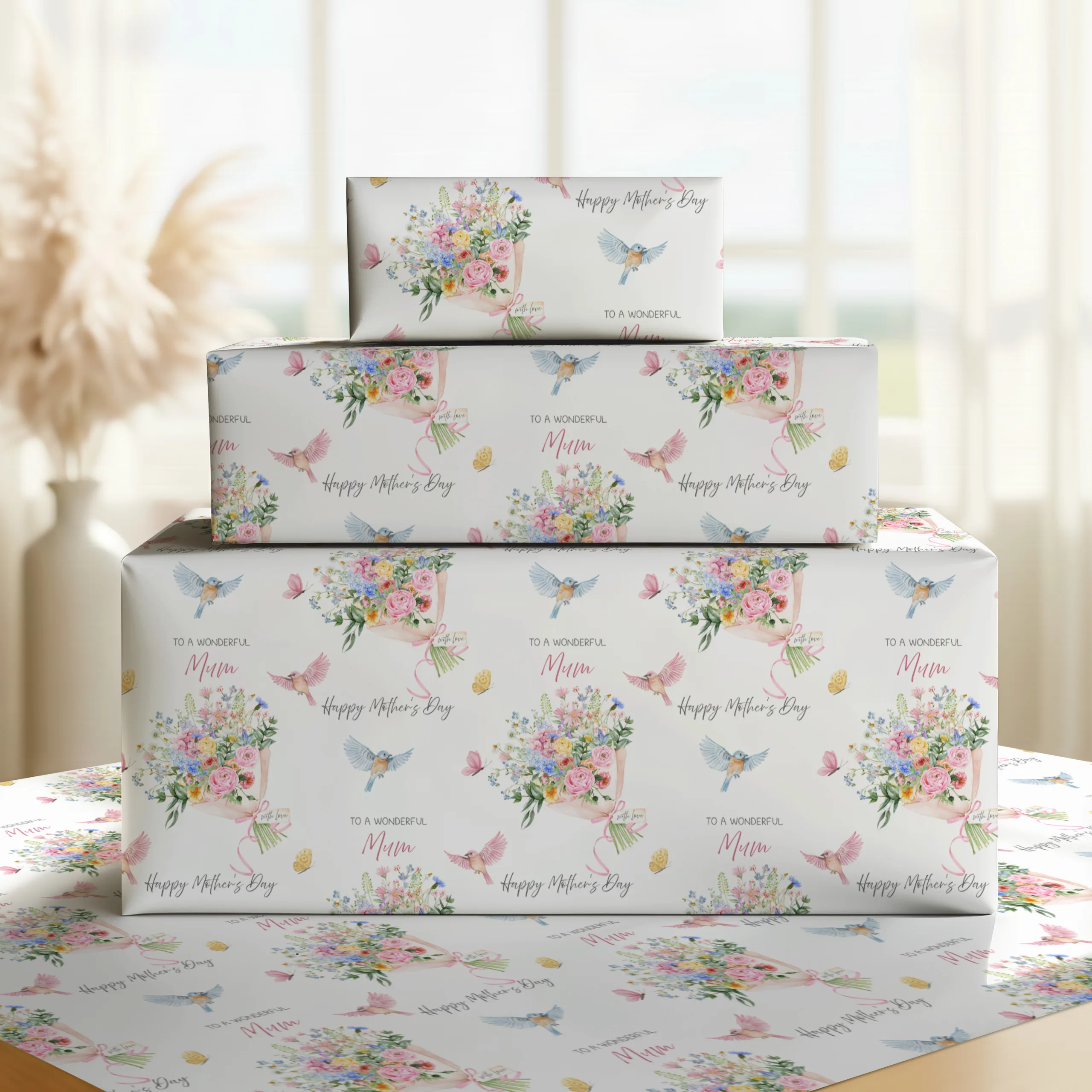 Personalised Flower Mother's Day Gift Wrapping Paper