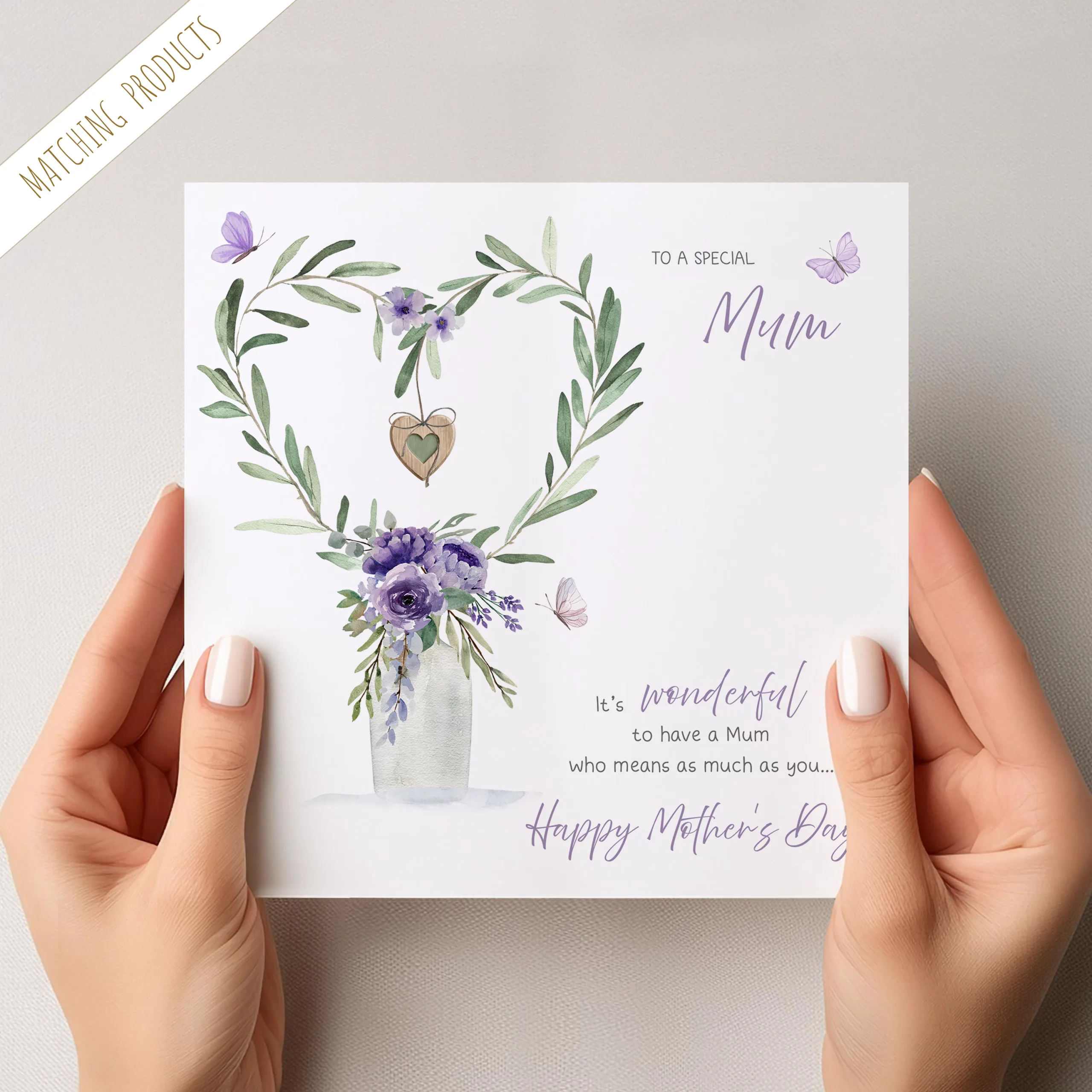 Personalised Purple Floral Mother's Day Card