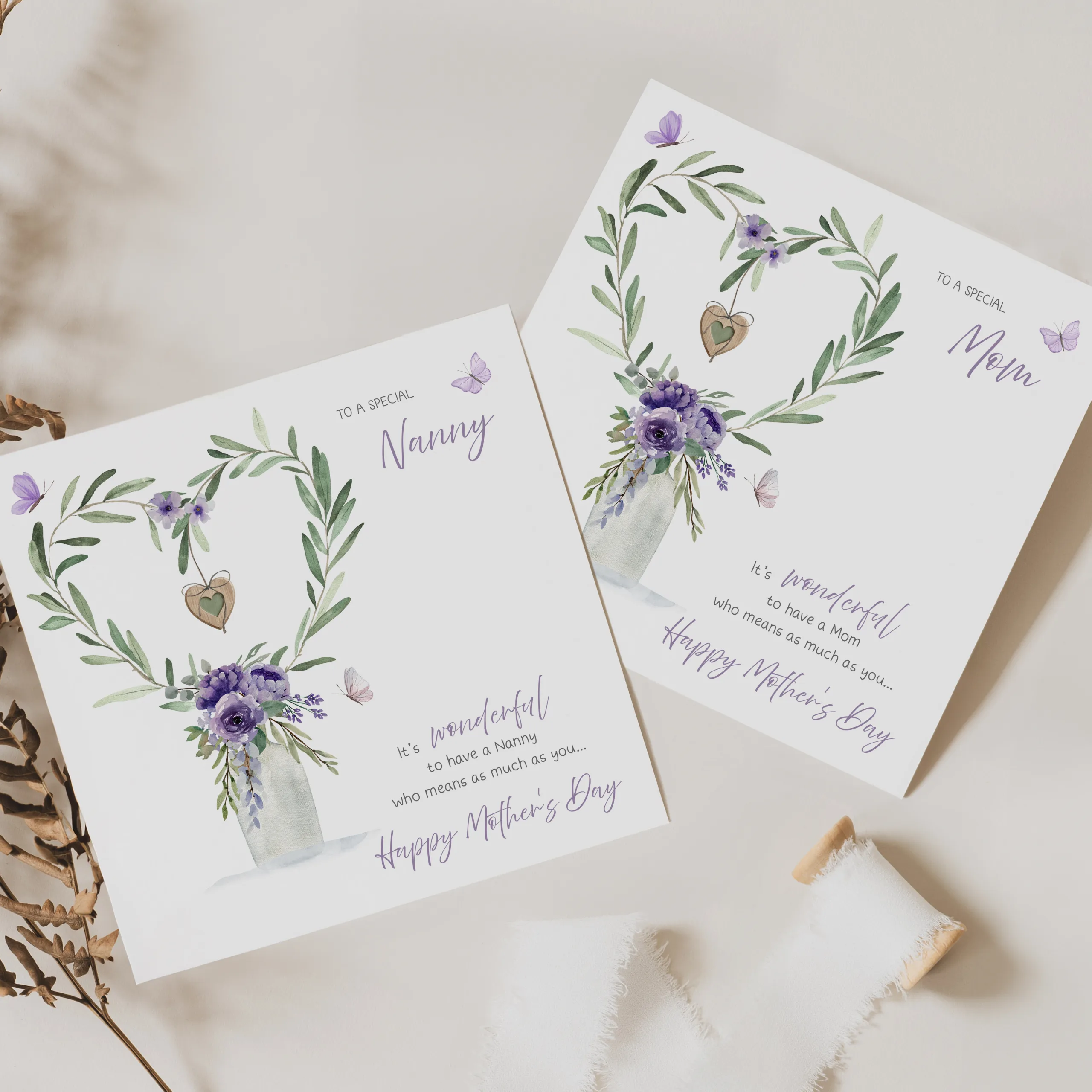 Personalised Purple Floral Mother's Day Card