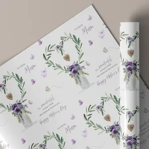Personalised Purple Mother's Day Gift Wrapping Paper