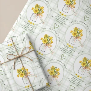Personalised Mother's Day Daffodil Gift Wrapping Paper