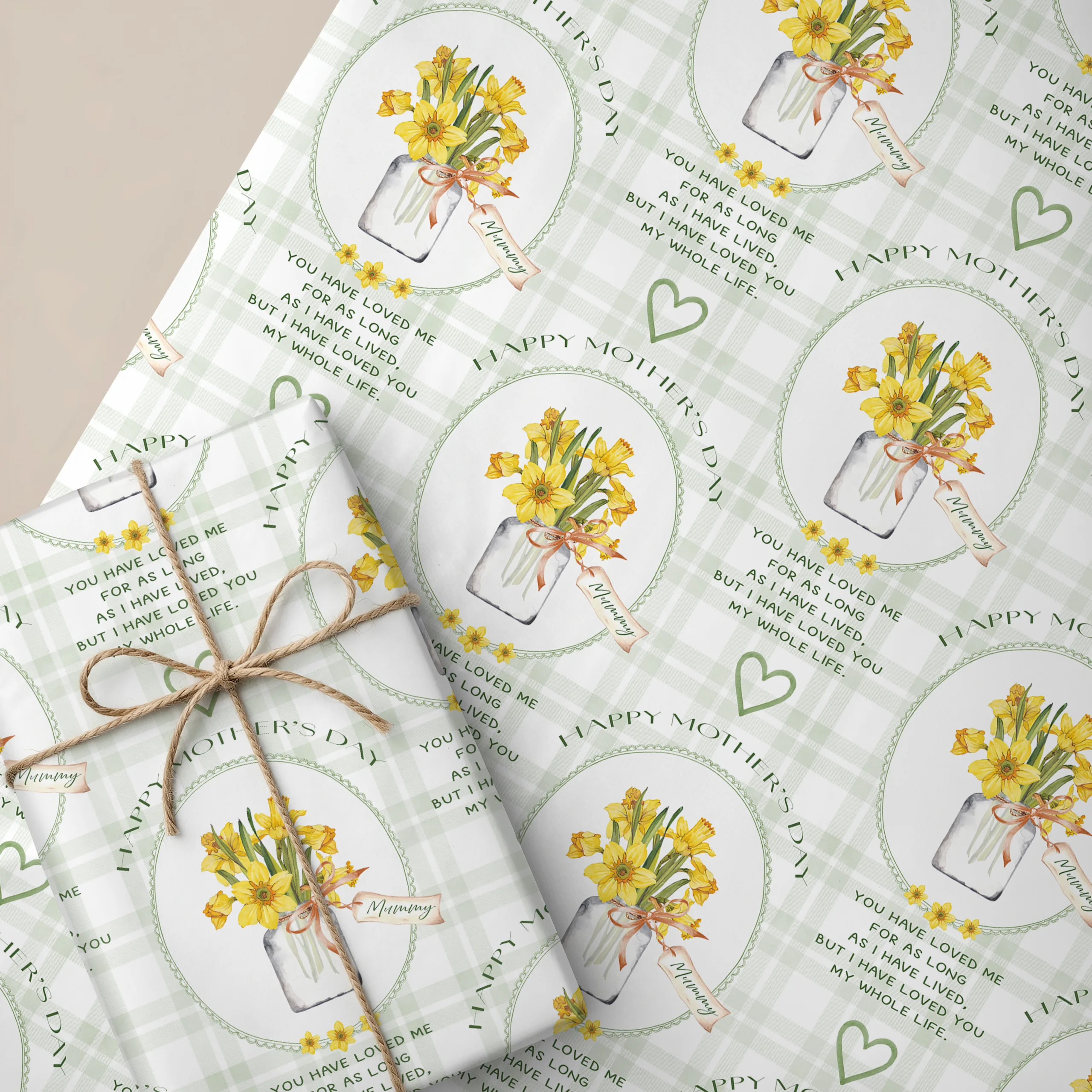 Personalised Mother's Day Daffodil Gift Wrapping Paper