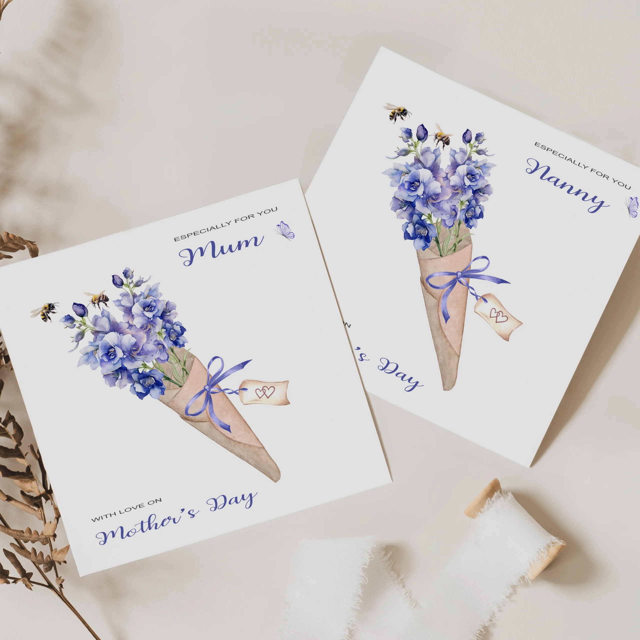 Personalised Delphinium Mother's Day Card