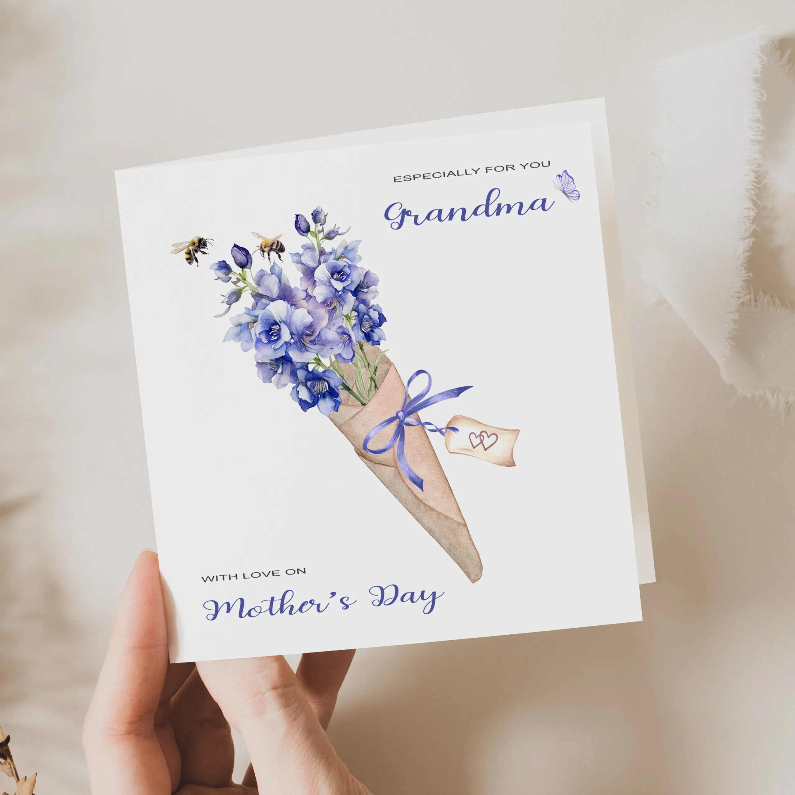 Personalised Delphinium Mother's Day Card