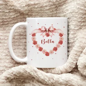 Personalised Floral Heart Mug