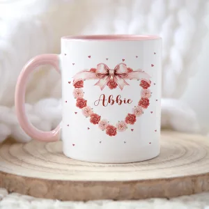 Personalised Floral Heart Mug