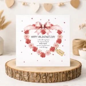Personalised Valentine's Floral Heart Card