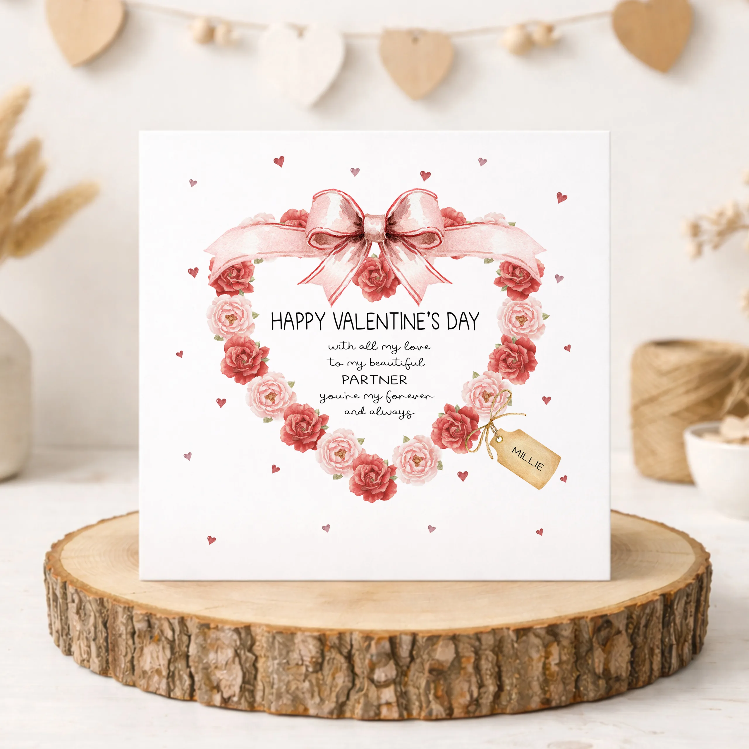 Personalised Valentine's Floral Heart Card