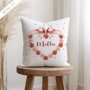 Personalised Linen Floral Heart Cushion