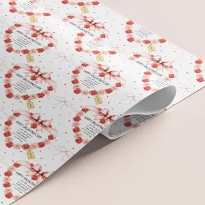 Personalised Valentine's Floral Heart Gift Wrapping Paper