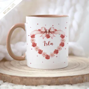 Personalised Floral Heart Mug