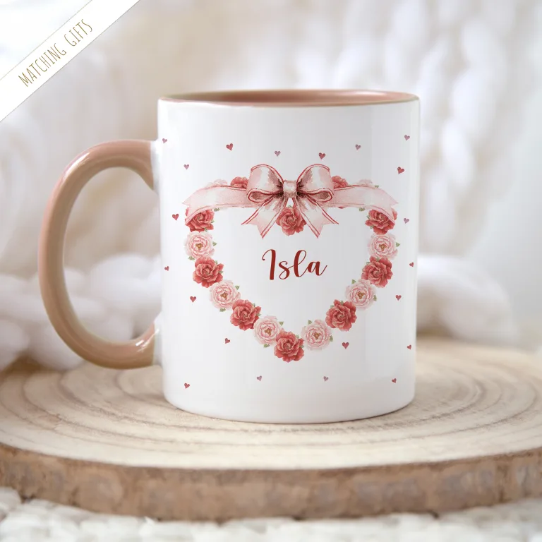 Personalised Floral Heart Mugs