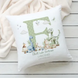 Personalised Dinosaur Christening Cushion