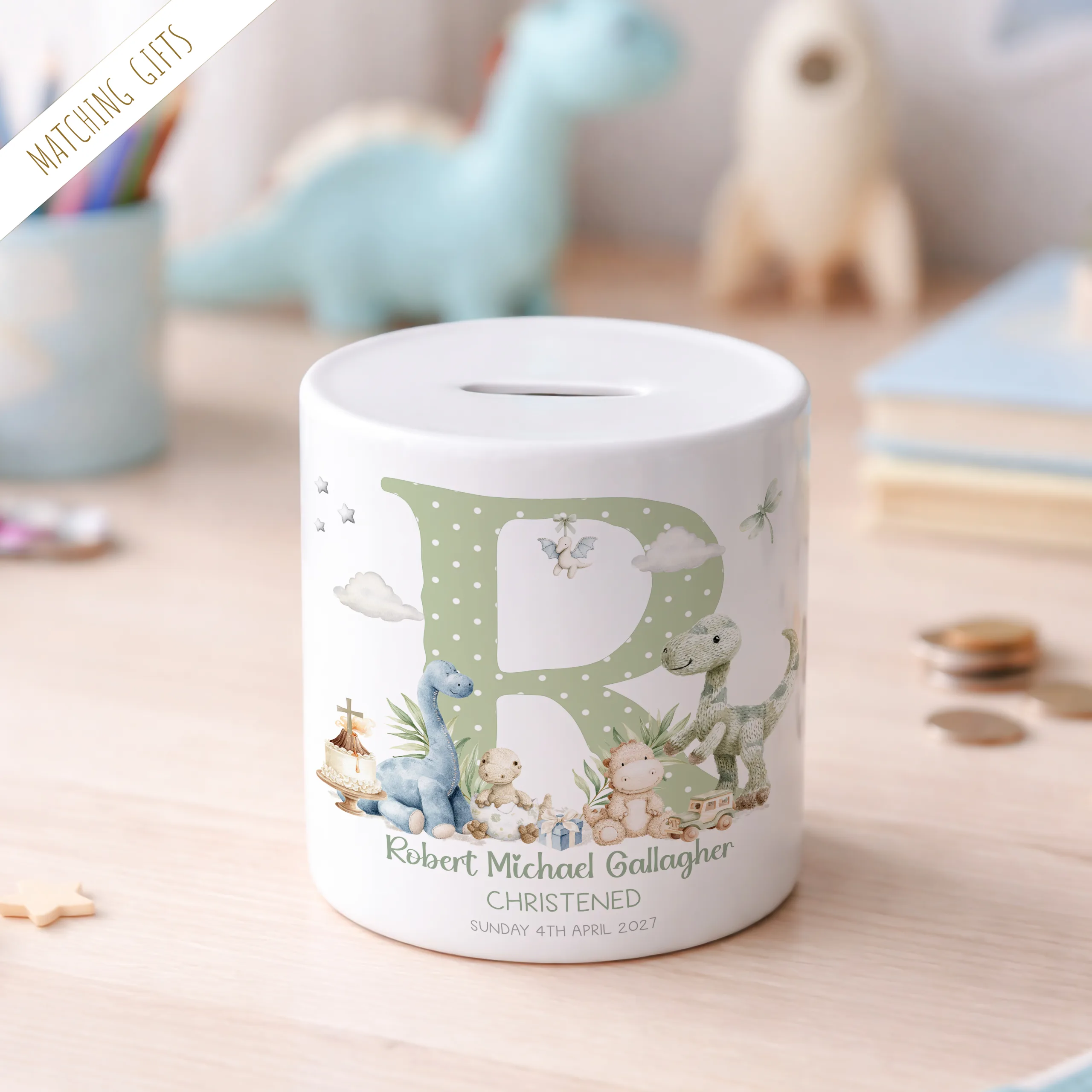 personalised christening piggy bank