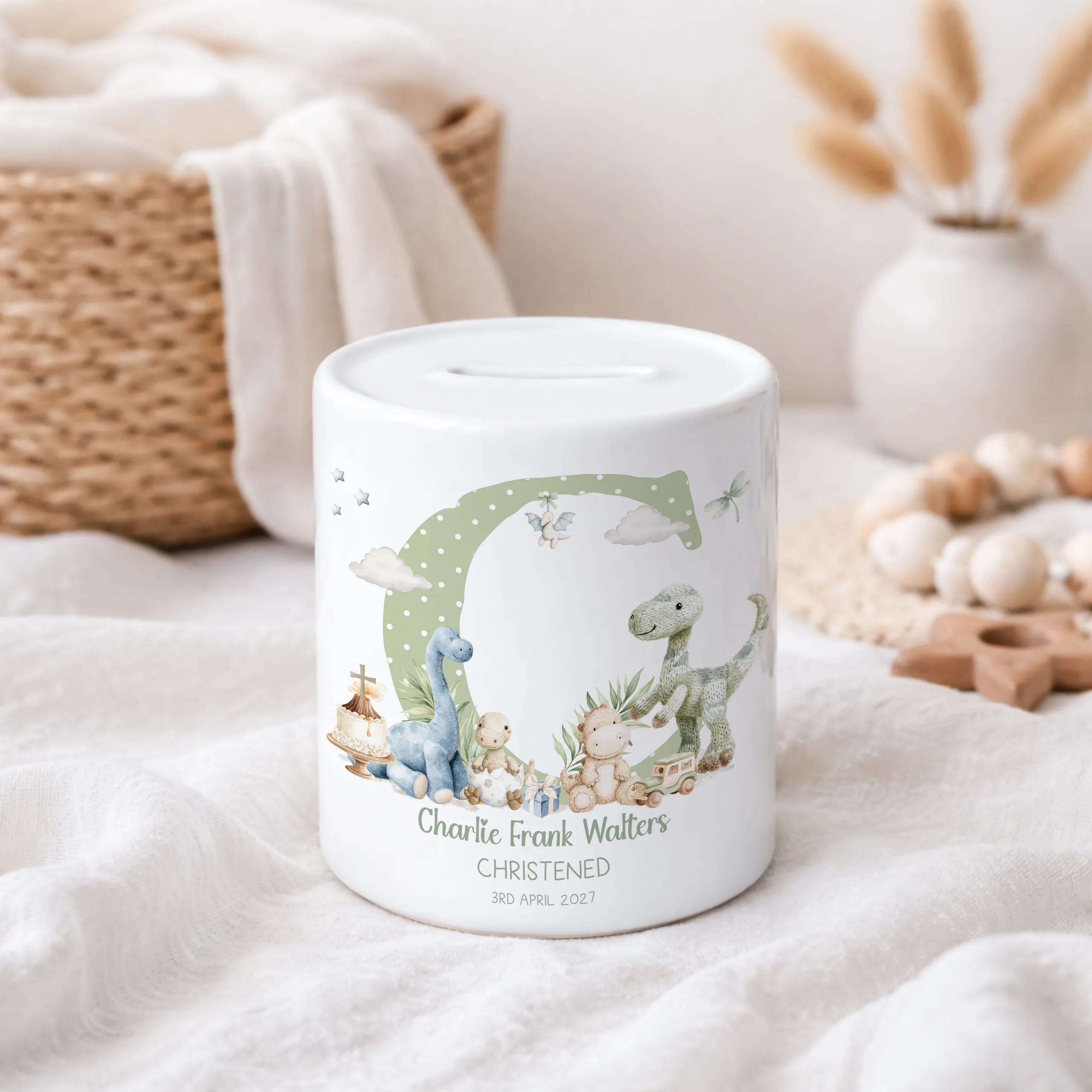 personalised christening piggy bank