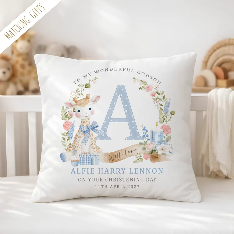 Personalised Boys Christening Cushion – Unique Christening Present Ideas