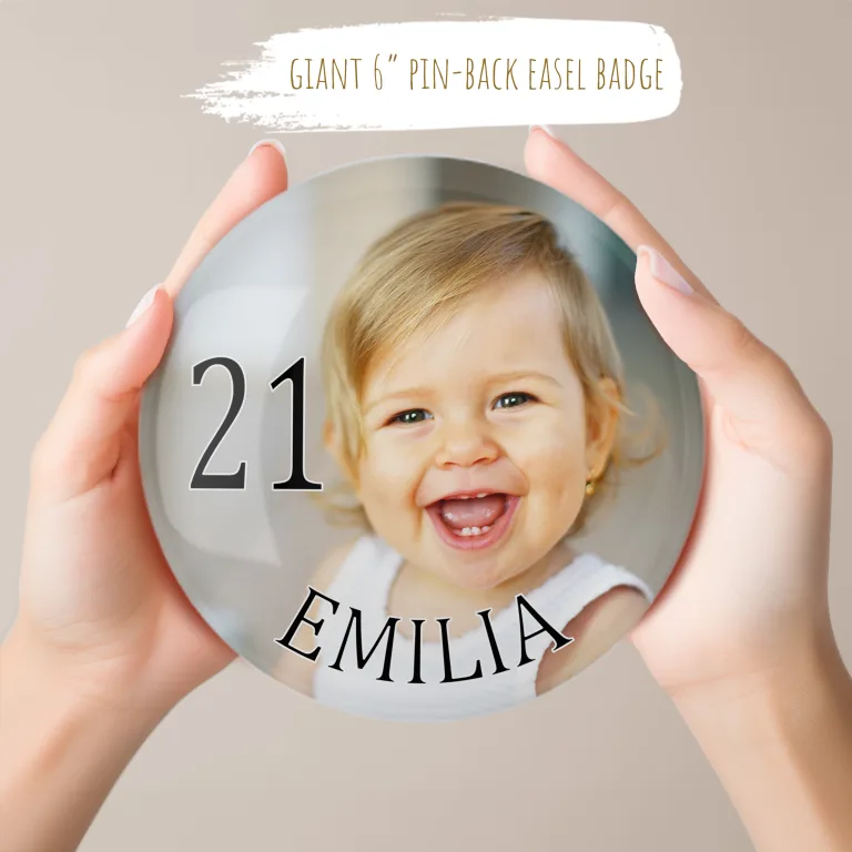 Giant 6 inch Photo Personalised Birthday Badge