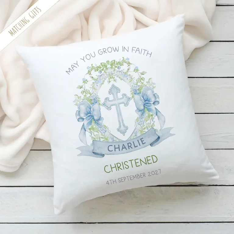 Personalised Boys Christening Cushion – Unique Christening Present Ideas
