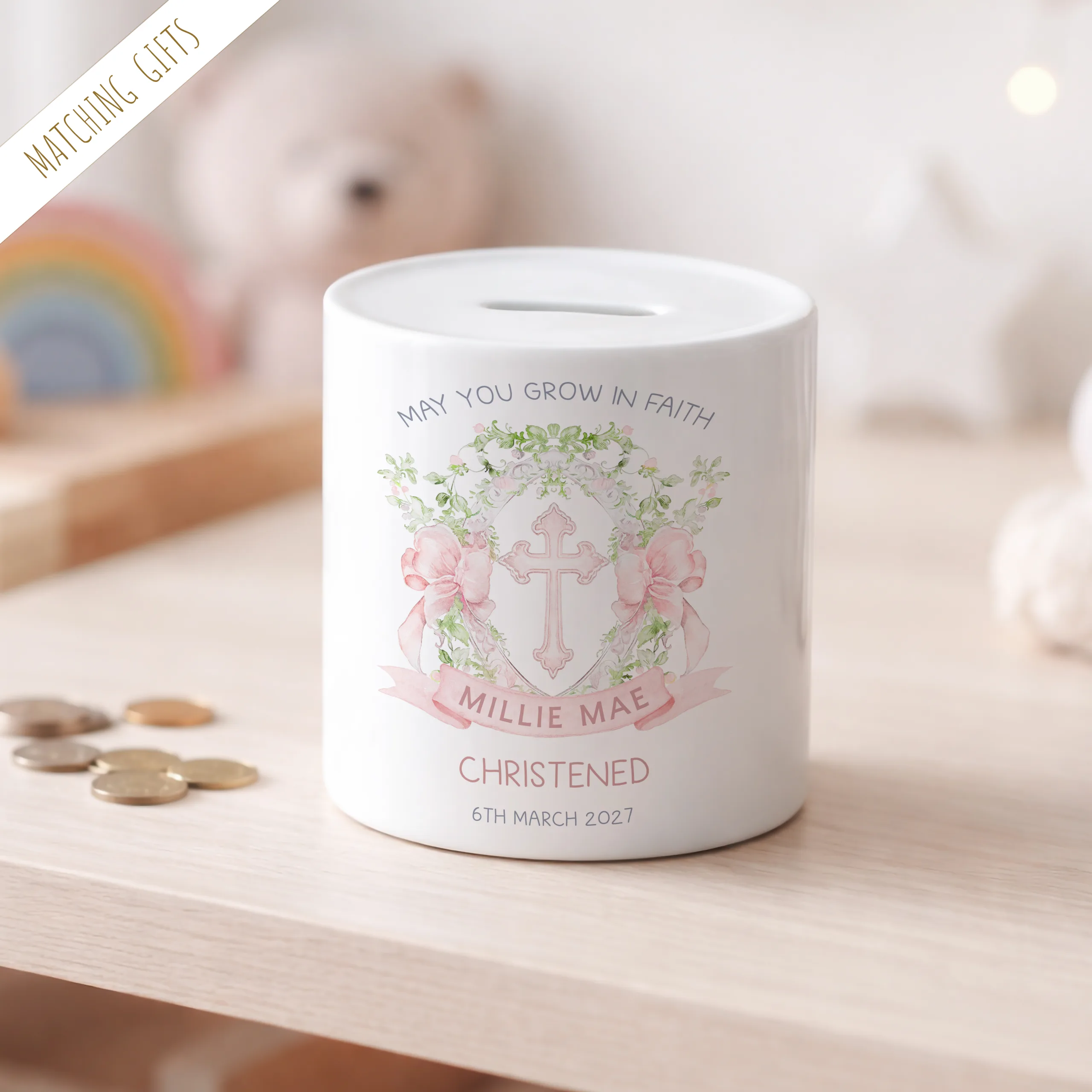 christening piggy bank
