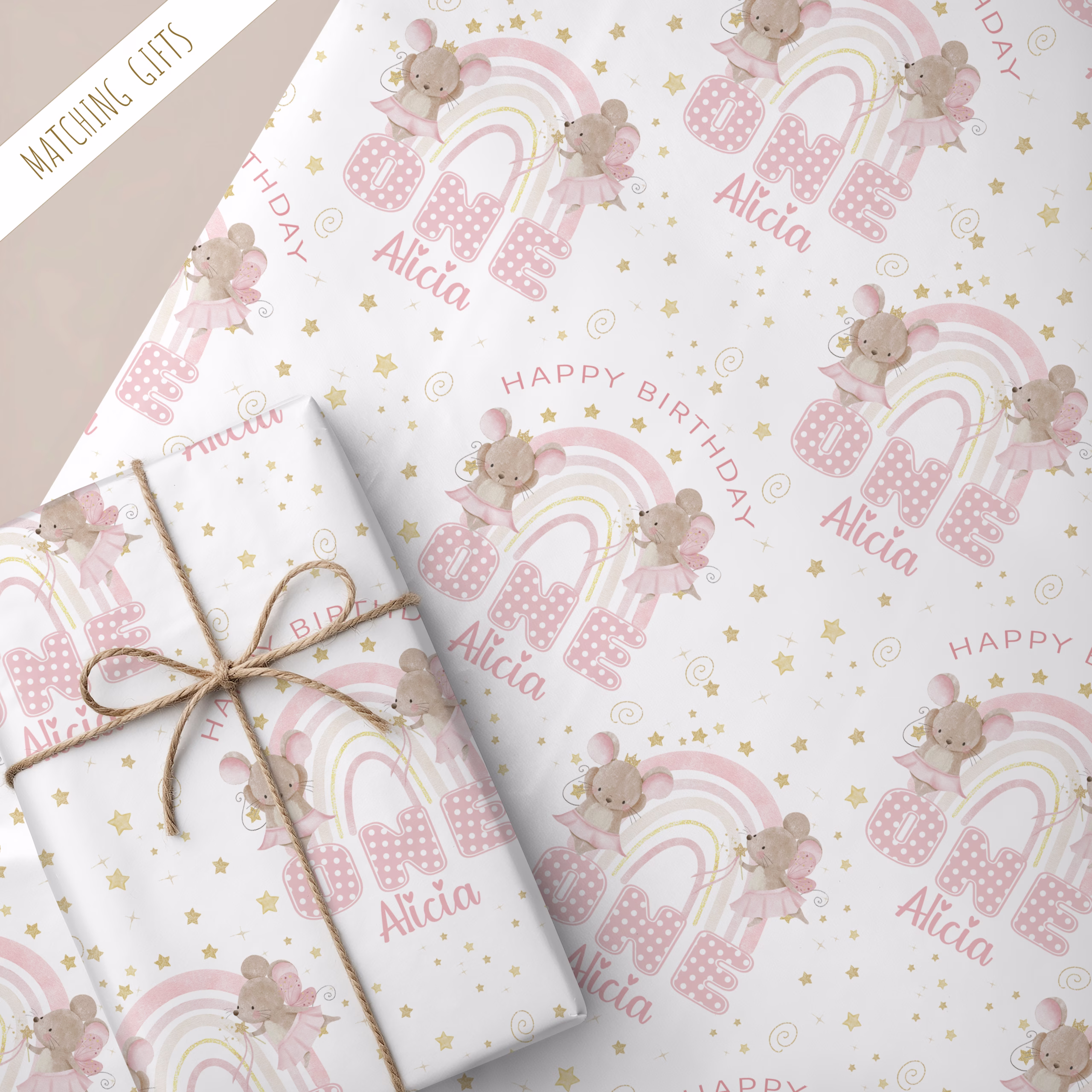 Girls 1st Birthday Gift Wrapping Paper