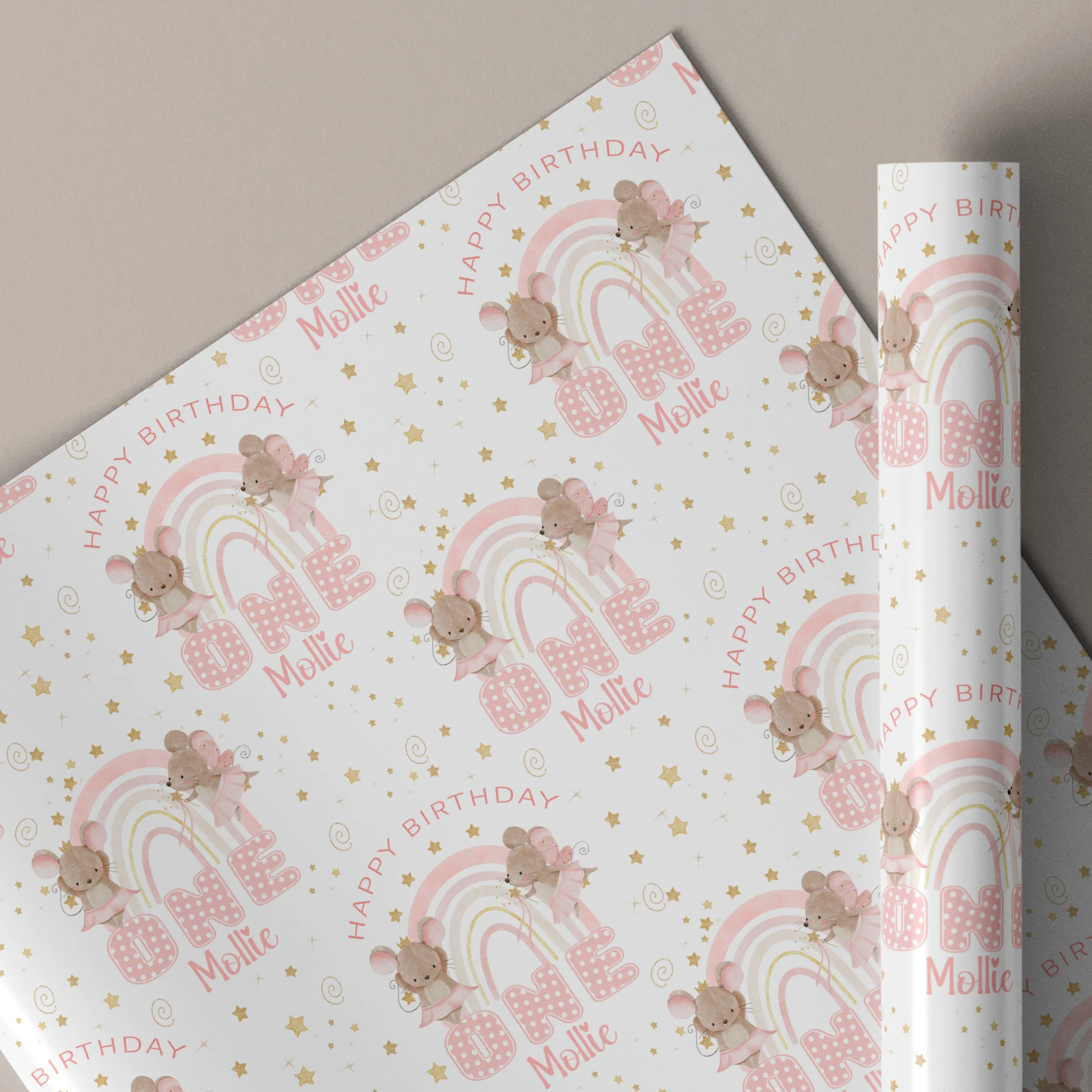 Girls 1st Birthday Gift Wrapping Paper