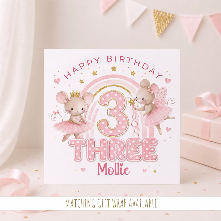 Girls 3rd Birthday Card – Personalise it!