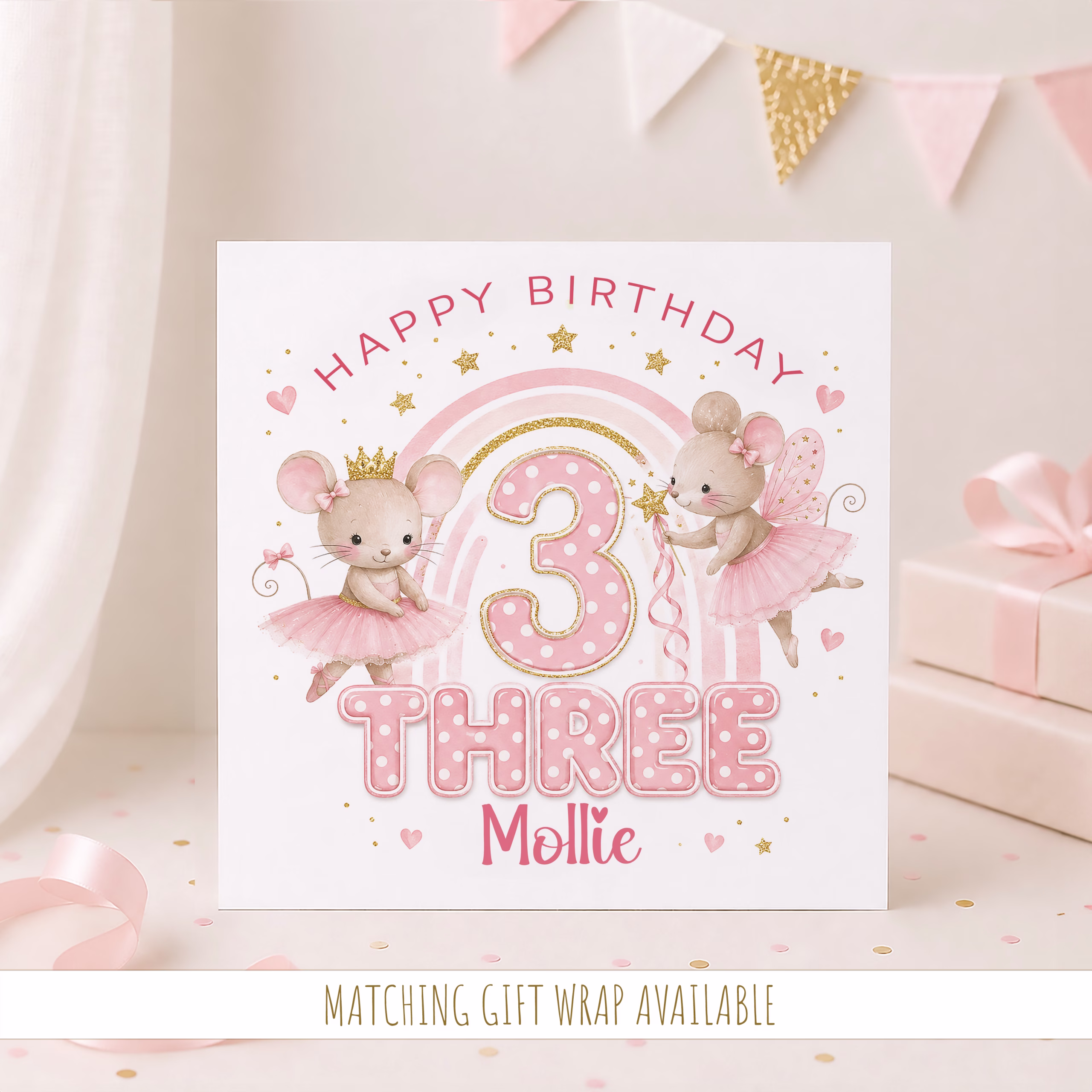 Girls 3rd Birthday Card