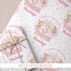 Girls 3rd Birthday Gift Wrapping Paper