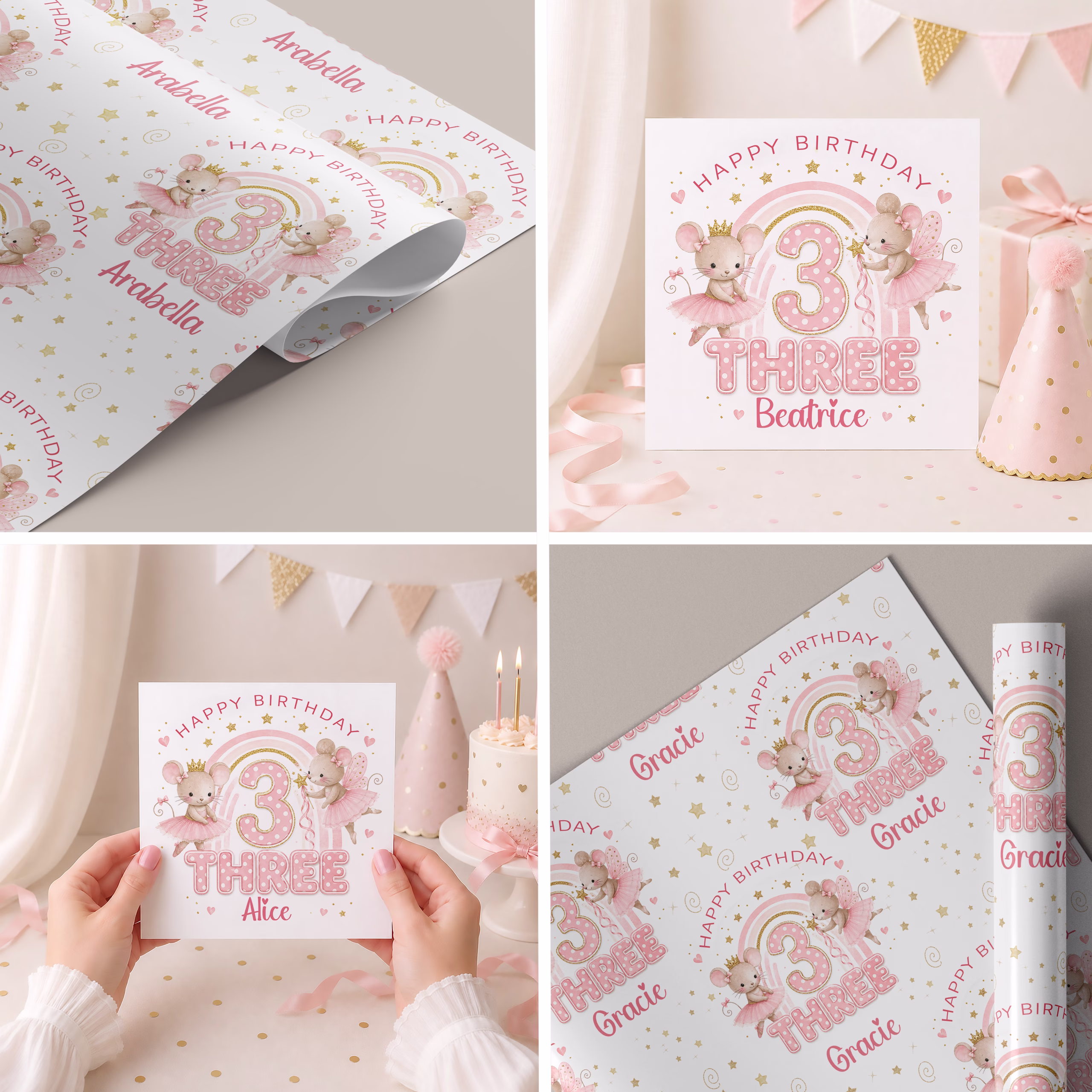 Girls 3rd Birthday Card