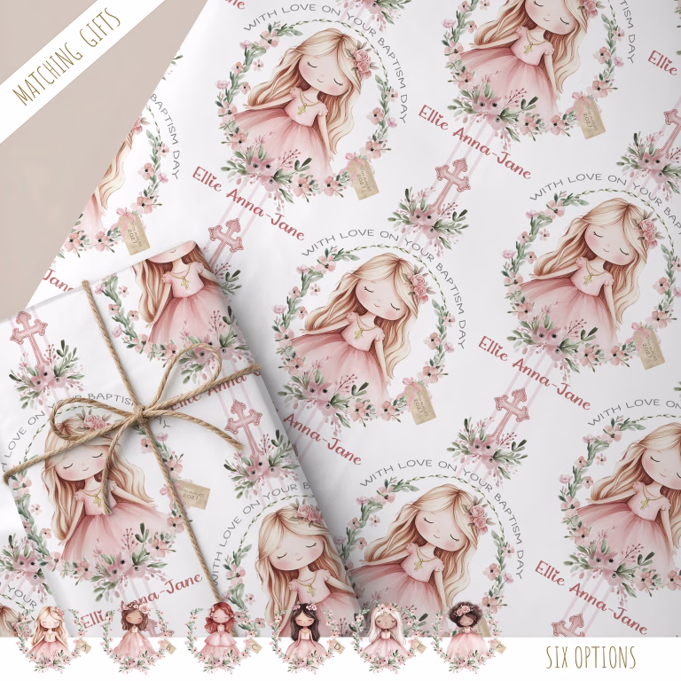 Christening, Baptism, First Holy Communion Gift Wrapping Paper