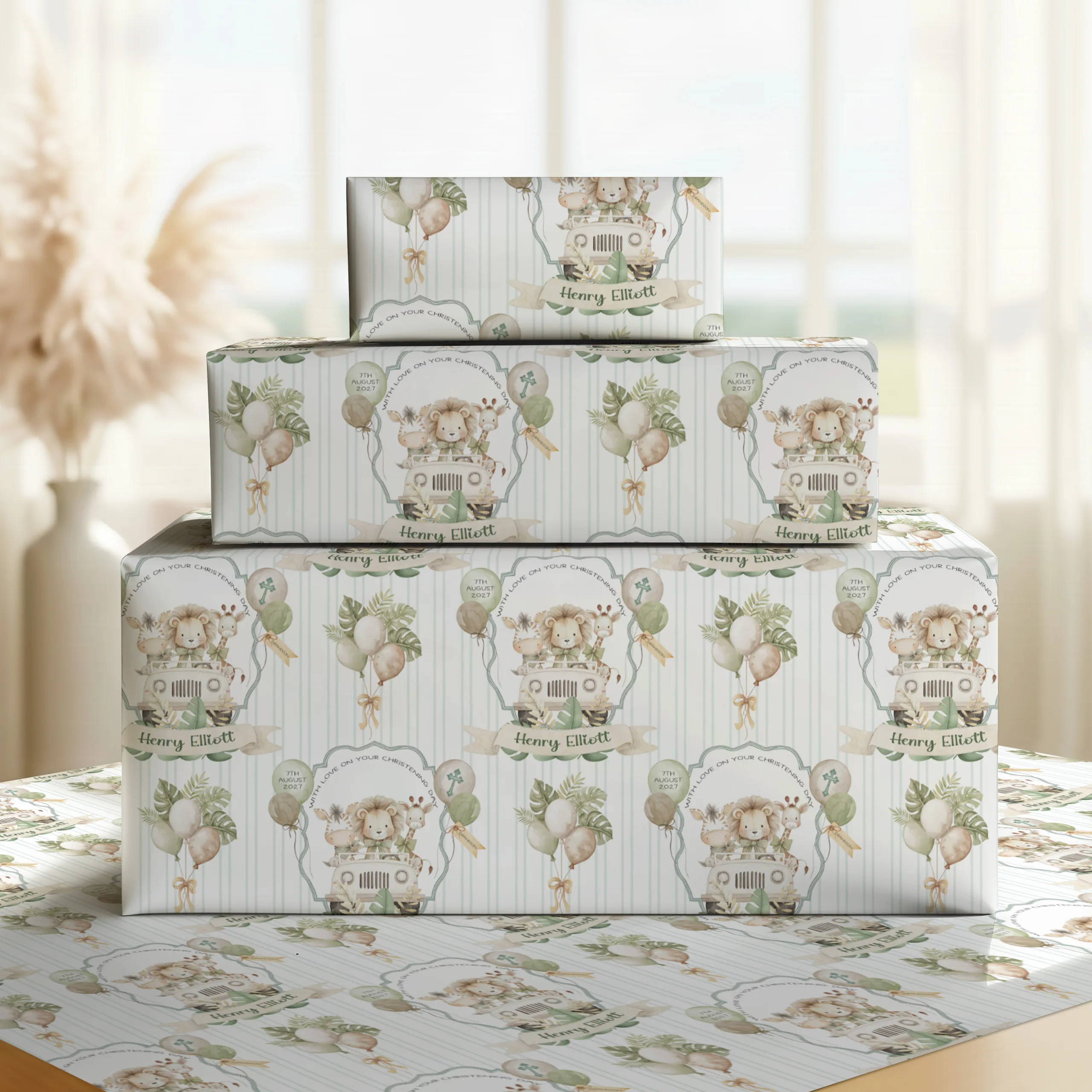 Boys Christening Gift Wrapping Paper