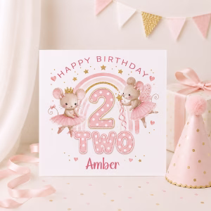 Girls 2nd Birthday Card